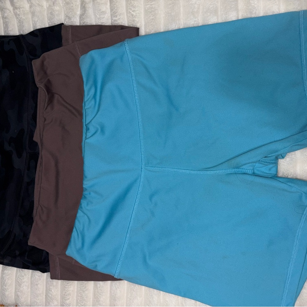 Set of Three Athletic Shorts - Blue, Brown, Black